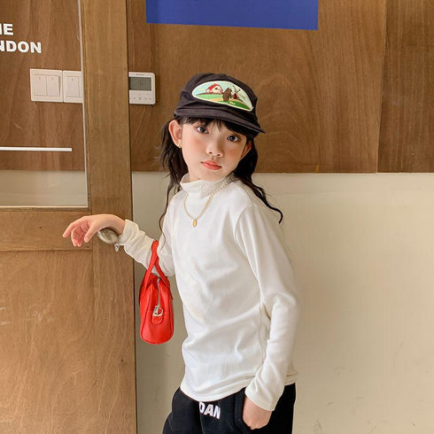 Plus velvet bottoming shirt padded warm coat winter children's high collar de velvet T-shirt